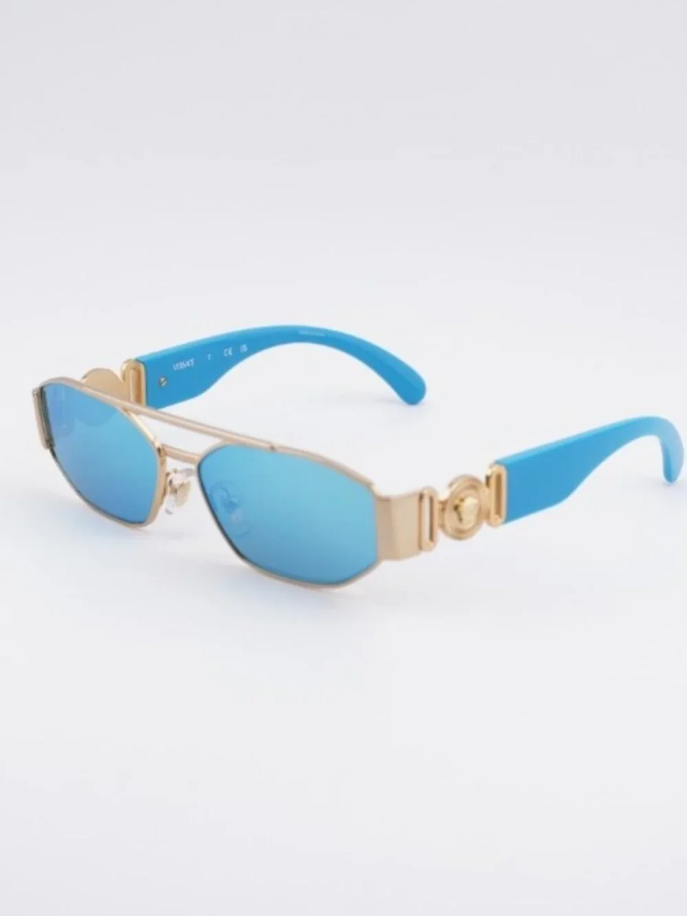 Versace Kids VK2003 100255 Sunglasses Gold Rectangle Frame, Light Green Mirror